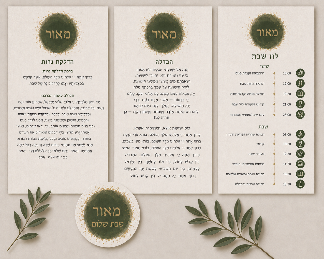 מיתוג שבת בר מצווה — הדלקת נרות, הבדלה, לו״ז ומדבקת שבת שלום